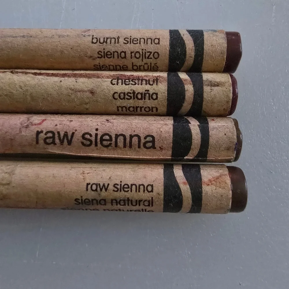 Crayola Vintage Brown Burnt Raw Sienna Chestnut Earth Tone Wax Crayons Set 4pc
